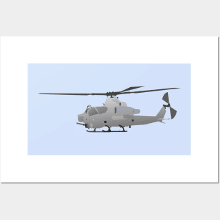 American Grey Attack Helicopter Posters and Art